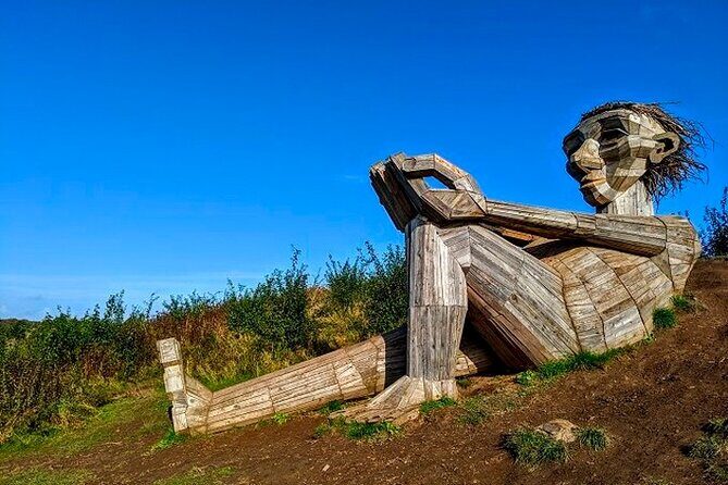 The Six Forgotten Giants Trolls Hunt with Minibus - Stop 4 in Vallensbæk: little Tilde Watching Across a Small Lake